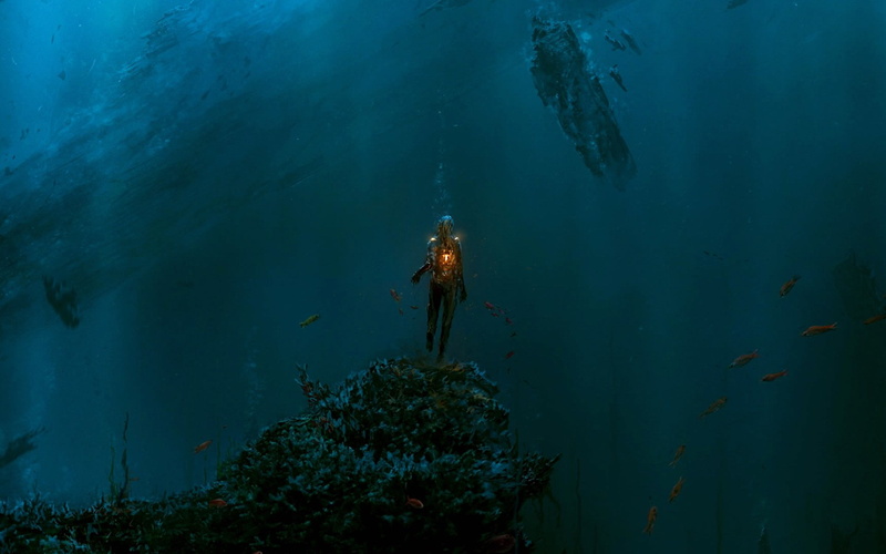 full length, person, Ocean, swimming, one person, near, Fantasy, vertebrate, undersea, real people, leisure activity, fishes, water, animal wildlife, ding