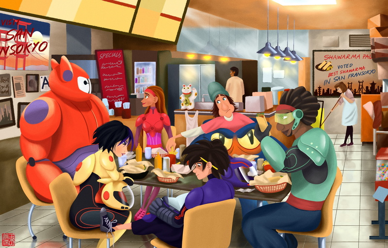 Fred (Big Hero 6), movies, Disney, Wasabi (Big Hero 6), Honey Lemon (Big Hero 6), Hiro Hamada (Big Hero 6), Baymax (Big Hero 6), Go Go Tomago, 2K, deviantart