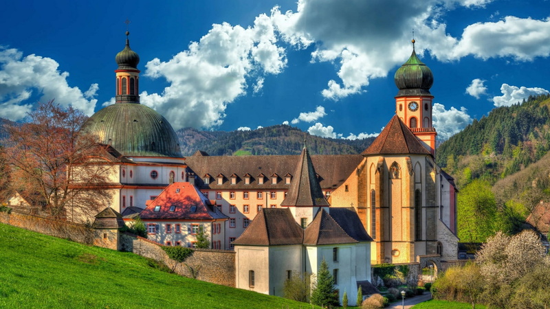 built structure, plant, belief, germany, place of worship, tourist attraction, monastery of saint trudpert, the past, no people, nature, spirituality, tourism