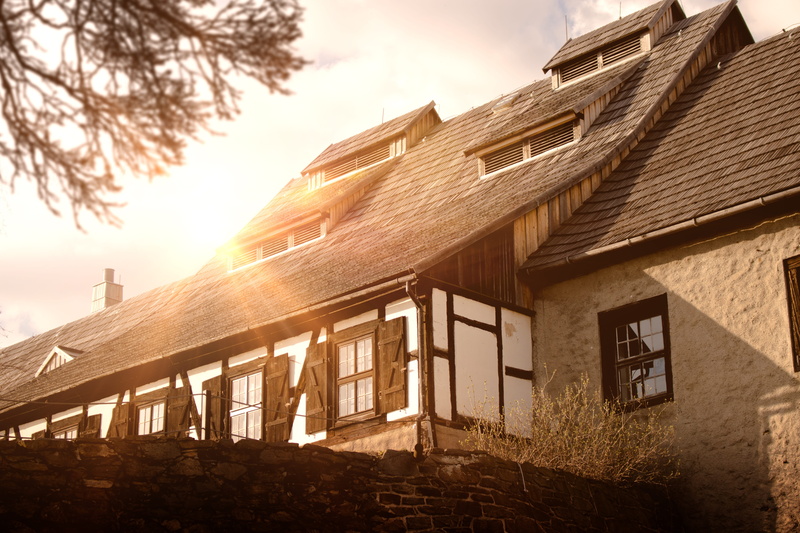 roof, bright, day, light, mood, architecture, freiberg, wood, low angle view, cottage, no people, outdoors, lighting, 5K, tree, lichtspiel, house, white