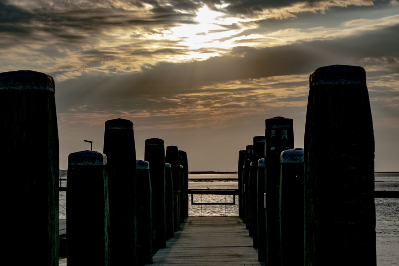 sea, morgenstimmung, sky, morning hour, atmospheric, direction, wood - material, cloud - sky, water, architecture, nature, no people, 5K, sunset, pier