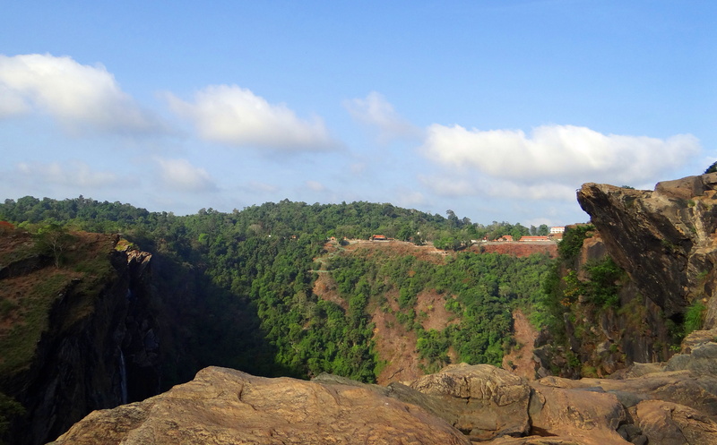 Western Ghats, tranquility, mountain, tree, solid, environment, cloud - sky, rock formation, no people, eroded, cliff, Jog Falls, travel destinations, landscape