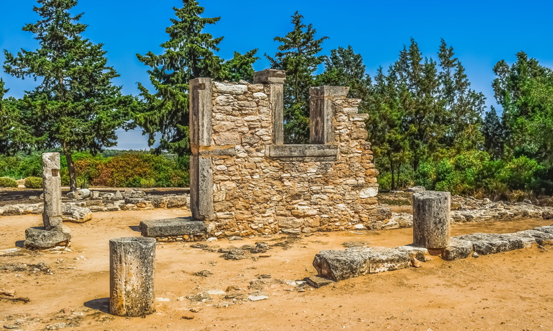 architecture, sanctuary, sky, excavations, greek, 1st century ad, remains, outdoors, damaged, old, tree, stone material, civilization, apollo hylates, archaeology