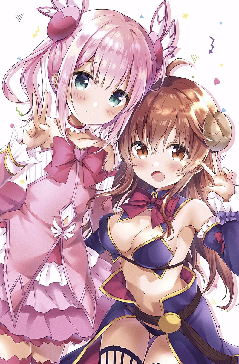 720P, Chiyoda Momo, Yoshida Yuuko, Machikado Mazoku, anime girls, Amedamacon