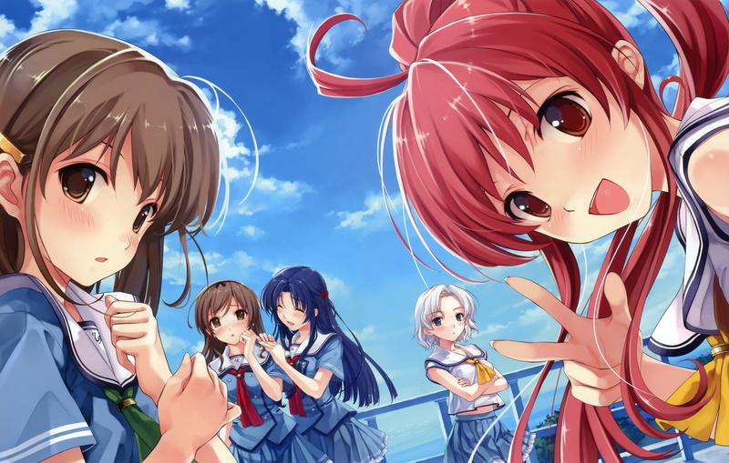 wings, tsuyazaki, nakano, nature, women, kurehito, child, day, kokage, miyamae, scan, hinata, blue, misaki, sky, togetherness, men, people, low angle view