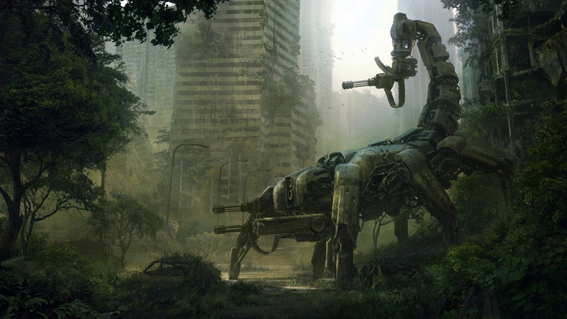 1080P, hd, weapons, apocalypse, science, cityscapes, nature, art, colossus, robots, wasteland, fiction, Trees, cyborgs, scorpions