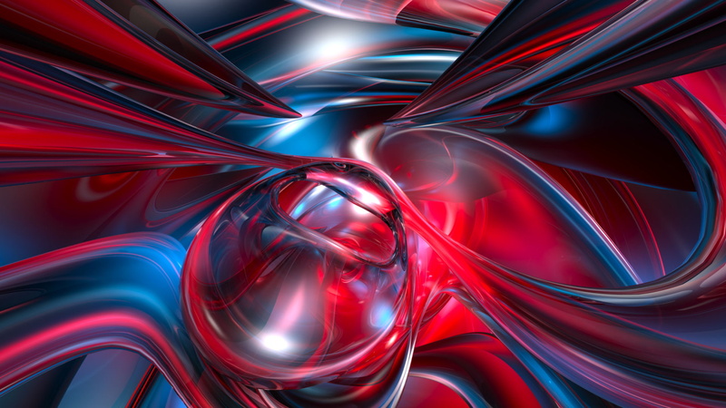 colorful, illustrationb, 1080P, abstract, blue, red, liquid