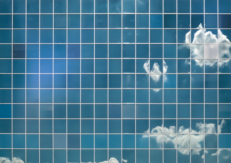 full frame, illustrationb, video editing, blue, windows, sky, swimming pool, flooring, office building, modern, sea, light, no people, tile
