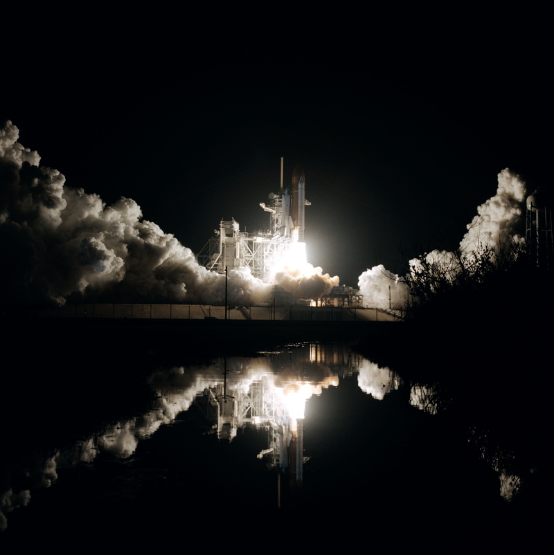 reflection, pollution, lake, industry, building exterior, air pollution, sky, emission, take off, night, research, space station, space exploration, standing water