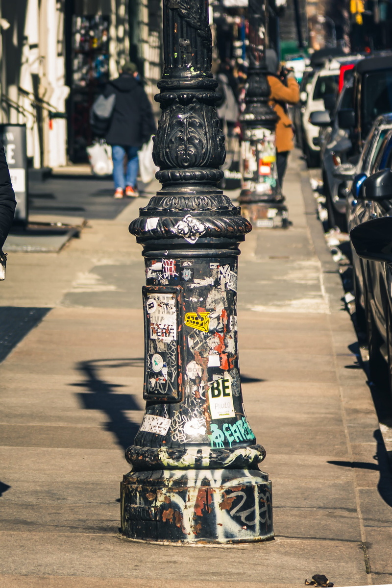 craft, metal, architecture, focus on foreground, table, street, urban, city, sunlight, 2K, art and craft, outdoors, still life, design, pattern, york
