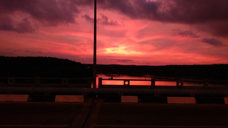 sunset, orange color, strees, 1080P, bridge, dramatic sky, outdoors, cloud - sky, connection, river, water, nature, tranquil scene, silhouette, beauty in nature