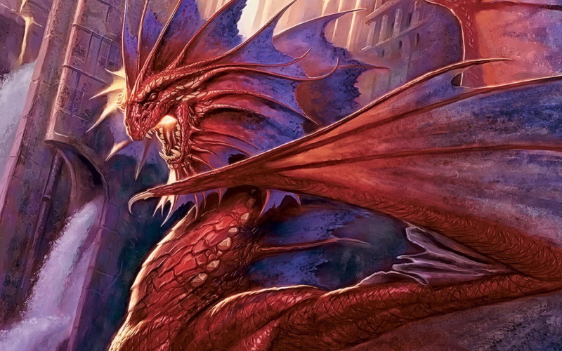 blue, mighty, red, wings, dragon, 2K, angry, 3d and abstract