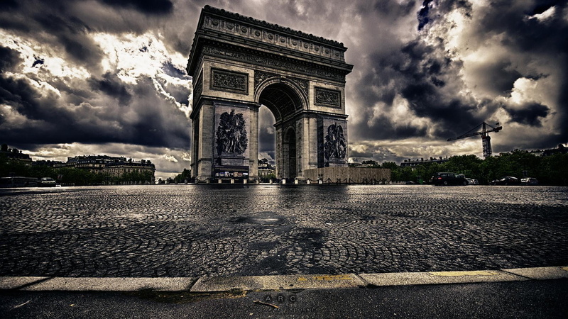 travel destinations, paris, sky, photography, 1080P, arc de triomphe, the past, monument, cloud - sky, history, triumphal arch, cloud, landmark, city