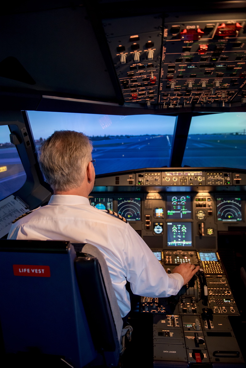flying, sky, piloting, transportation, rear view, technology, aircraft, occupation, one person, clothing, air vehicle, control panel, airplane, travel