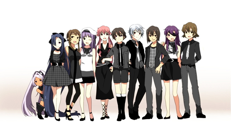 men, males, Mirai Nikki, businessman, standing, Minene Uryu, Aru Akise, business person, Mao Nonosaka, Hinata Hino, fashion, Yuno Gasai, well-dressed, Muru Muru