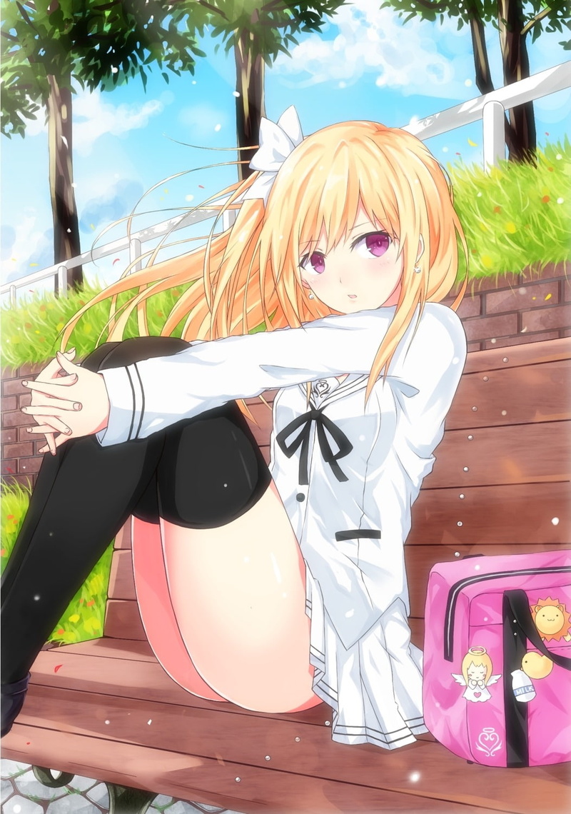 Mayuri (Date A Live), Date A Live, 720P, blonde, thigh-highs