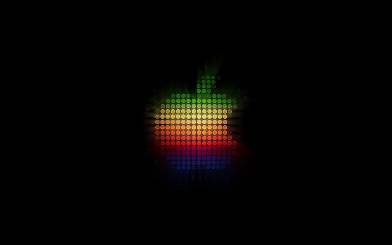 green, 1080P, symmetric, apple, logo, red, blue, yellow, colors, disco