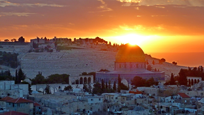 sunset, sky, israel, history, built structure, no people, sun, jerusalem, east, building, 4K, belief, outdoors, orange color, panoramic, tourism, the mount of olives