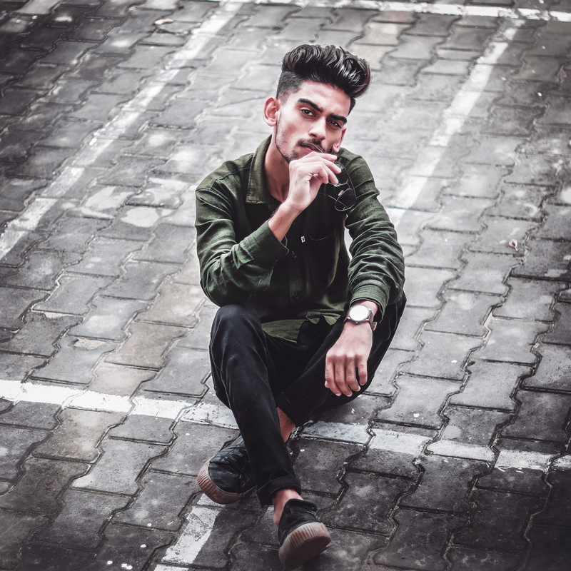 poses, photography, sahibzada ajit singh nagar, ambassador, fashion trend, header, city, front view, leather, 4K, young adult, sitting, posture, paving stone
