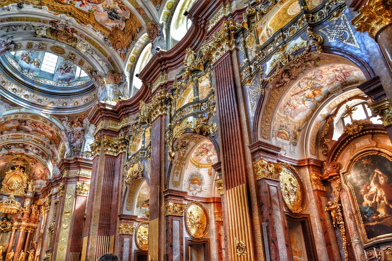design, castle, altar, palace, baroque church, carving, golden, place of worship, baroque style, ceiling, no people, architecture, built structure, 4K