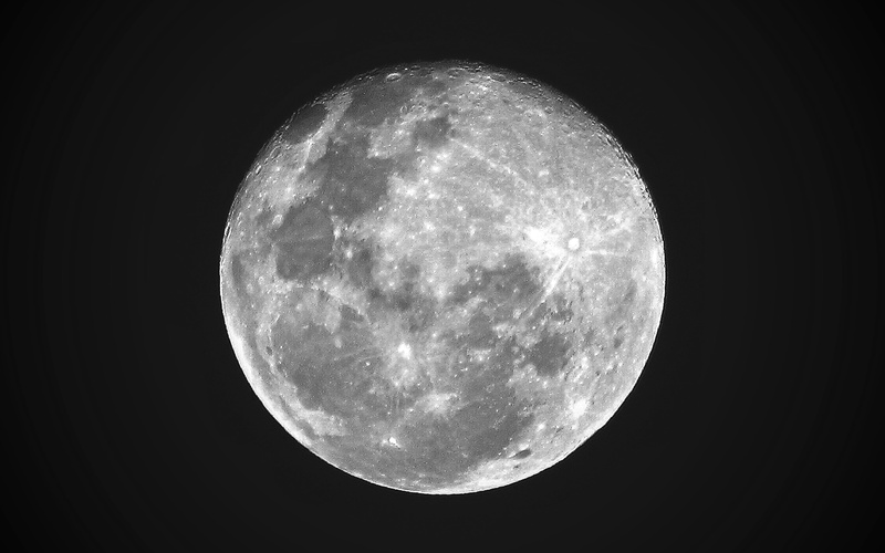simple, night, dark, 4K, bw, natue, moon