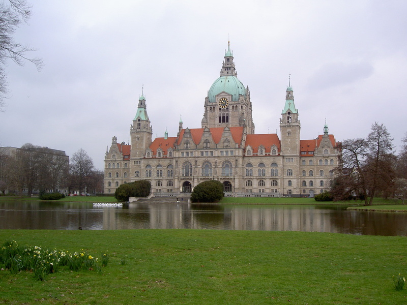 building exterior, architecture, tourism, spire, home, travel, building, hanover, history, travel destinations, town hall, water, 2K, nature, government