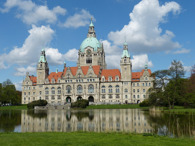 travel destinations, historically, old town, town hall, nature, concrete, plant, lower saxony, lake, the past, reflection, no people, travel, gray, tourism