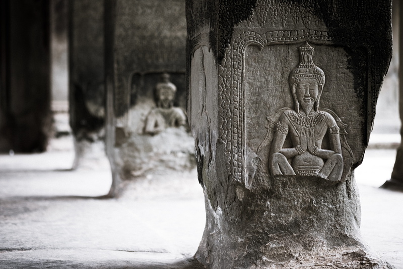 human representation, outdoors, place of worship, cambodia, representation, architecture, 4K, stone material, male likeness, sculpture, the past, no people