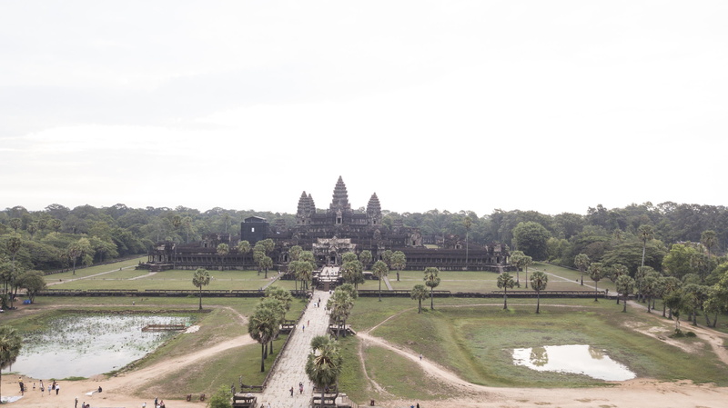 scenery, person, aerial view, krong siem reap, flagstone, water, travel destinations, arbour, beauty in nature, environment, lake, grass, growth, cambodia