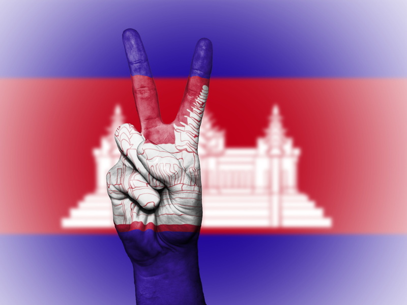 background, digital composite, icon, palm, asia, national, cambodian, colors, real people, Cambodia, one person, ensign, personal perspective, country