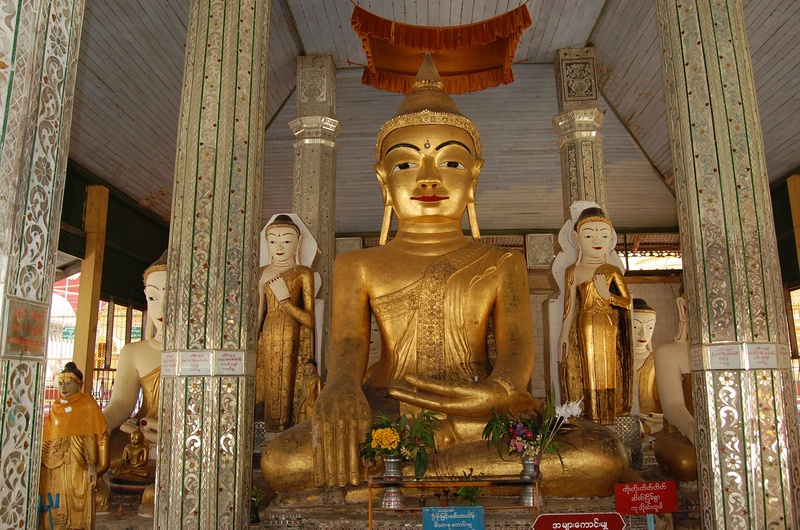 place of worship, built structure, burma, religion, ornate, male likeness, gold, idol, travel destinations, architectural column, gold colored, belief