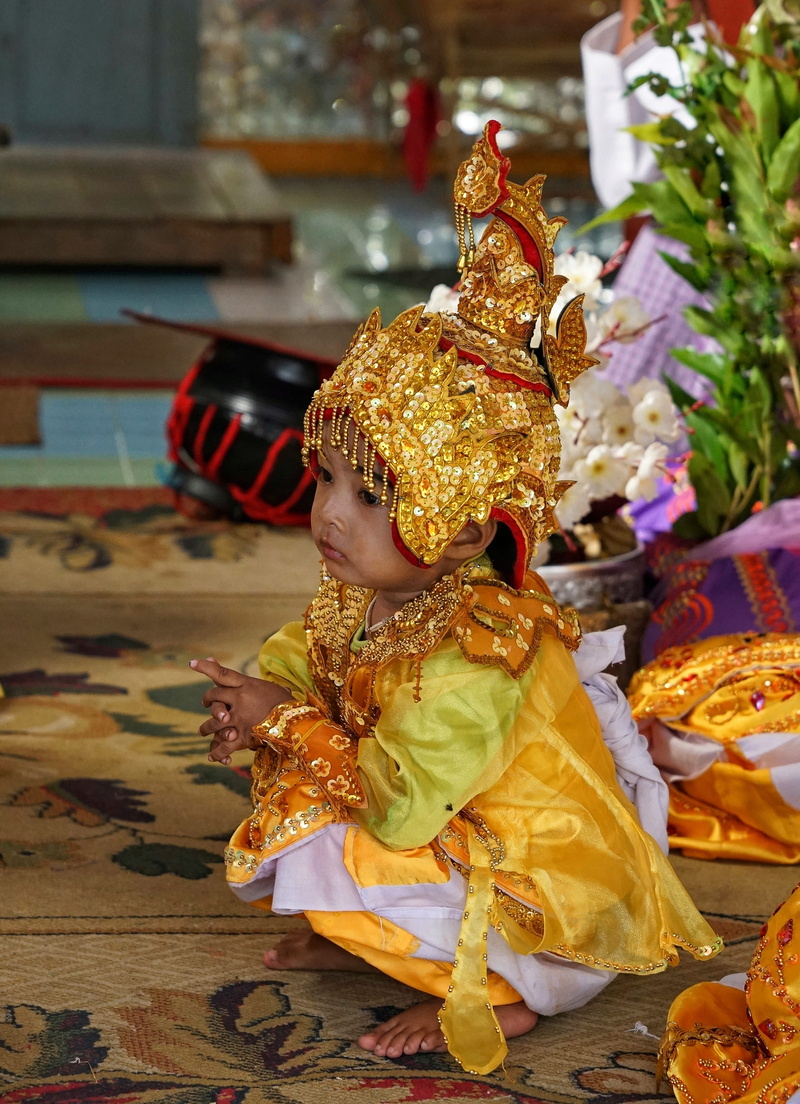 day, myanmar, childhood, buddhist, representation, focus on foreground, indoors, children, costume, obscured face, one person, yangon, art and craft, buddhism