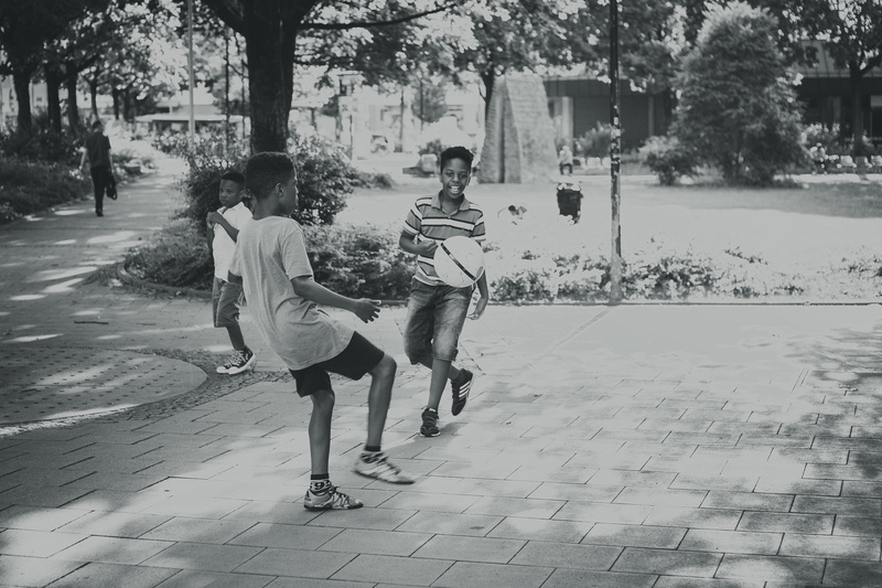 child, two people, childhood, casual clothing, plant, leisure activity, black-and-white, nature, outdoors, lifestyles, happiness, 4K, four, day, city