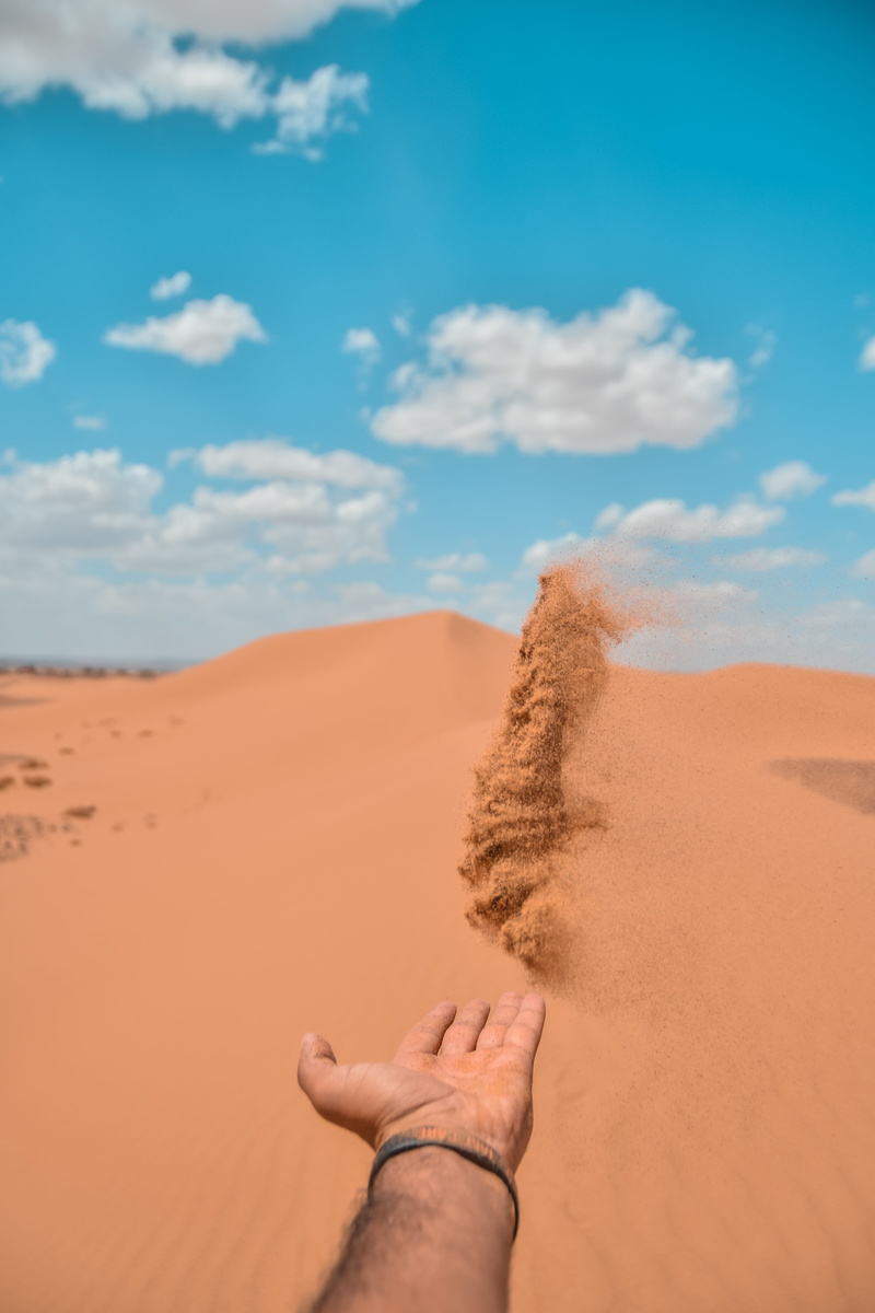 body part, cloud - sky, sand, day, real people, morocco, human body part, color, landscape, human hand, human, weather, marrakesh, outdoors, one person