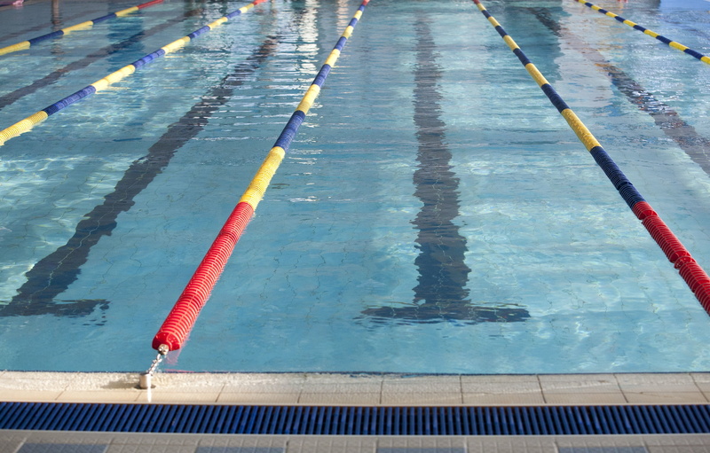 exercise, striped, pool, 4K, sport, nature, high angle view, day, blue, outdoors, red, architecture, water, wet, no people, swimming pool, swimming Lane Marker
