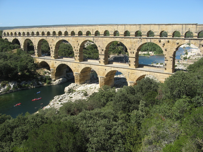 2K, sky, day, clear sky, arched, architecture, Pont Du Gard, arch bridge, history, bridge, transportation, water, tree, France, river, outdoors, Provence