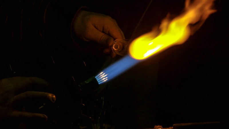 torch, lampworking, pipes, pipemaker, night, canada, canmore, close-up, fire, studio shot, orange, human hand, human finger, luminosity, art, dark, finger
