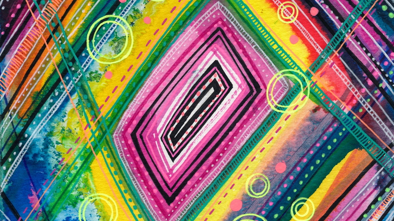 abstract backgrounds, yellow, craft, art and craft, blue, green color, pattern, colorful, indoors, asja boros, backgrounds, pink, 2K, paint, Abstract