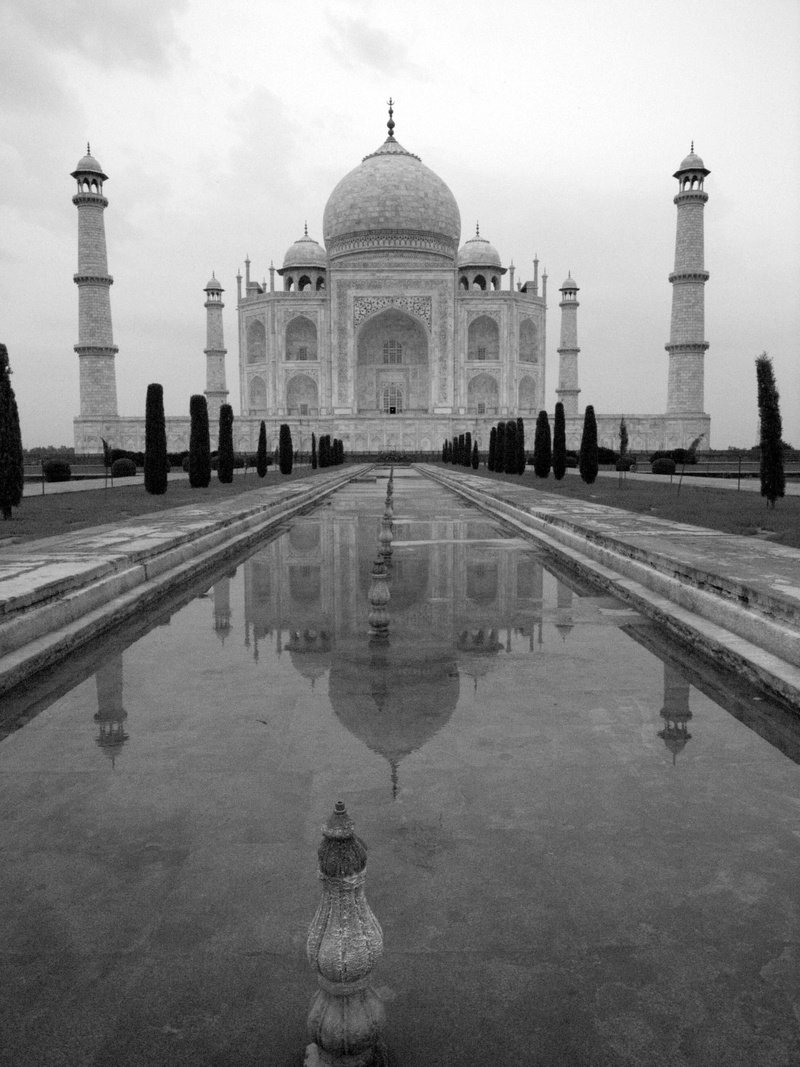 reflection, taj mahal, architecture, agra, waterfront, built structure, history, black and white, seven wonders, water, the past, reflecting pool, building exterior