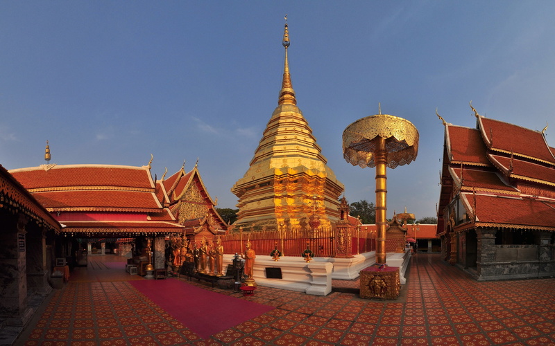 early, wat, morning, sunlight, phrathat, 2K, doi, suthep