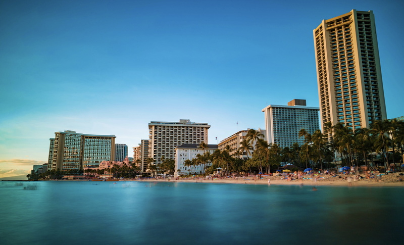 skyscraper, water, apartment, swimming pool, 5K, long exposure, building, blue, body, sunset, architechure, modern, waterfront, buildings, clear sky, sky