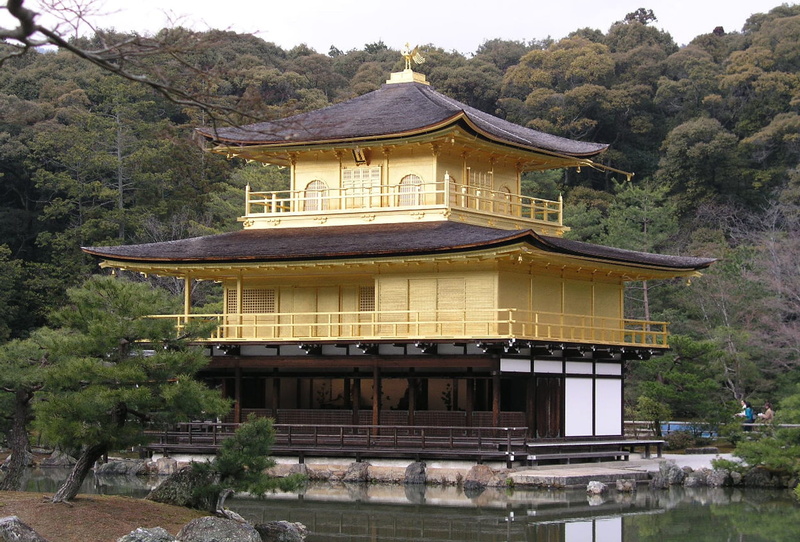 built structure, gold temple, building exterior, famous, Japan, no people, architecture, building, Gold, growth, roof, travel, kinkakuji temple, tourism