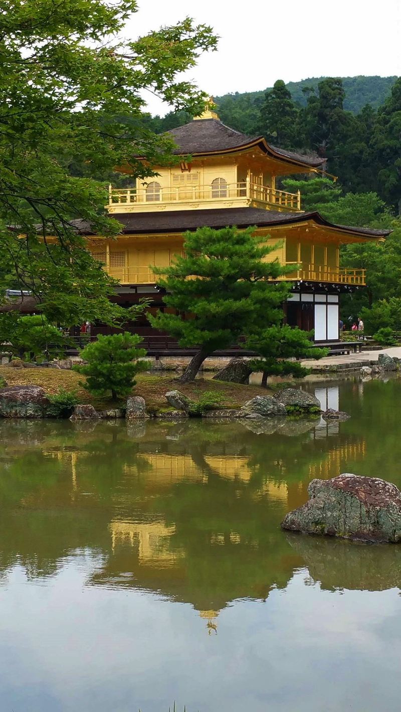 day, building exterior, kinkakuji, architecture, religion, place of worship, japan, water, building, nature, 1080P, temple, waterfront, reflection, no people