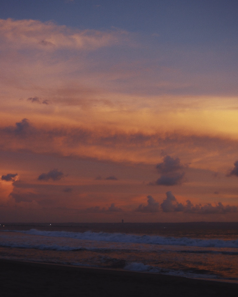 beach, tranquil scene, bali, sea, dusk, cloud - sky, no people, southeast asia, red sky, tropical island, outdoors, dawn, sunrise, sky, land, horizon, indonesia
