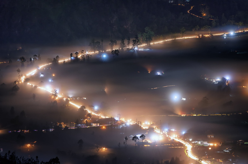 motion, 1080P, outdoors, smoke - physical structure, architecture, firework - man made object, no people, Misty Night, lighting equipment, Kintamani, Bali