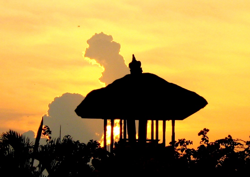 silhouette, building, 2K, temple, architecture, low angle view, built structure, scenics - nature, land, hindu, plant, no people, tree, orange color, religion
