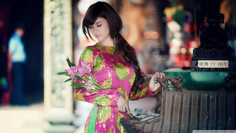 áo dài, women, 1080P, vietnamese, Asian