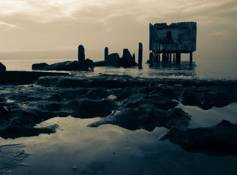 sky, beach, cloud - sky, seascape, old, architecture, water, sunset, no people, tranquility, built structure, nature, landscape, sea, rock, oldbuilding