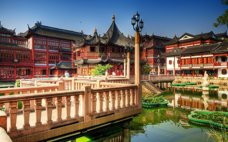 palace, lake, tea, shanghai, building, 2K