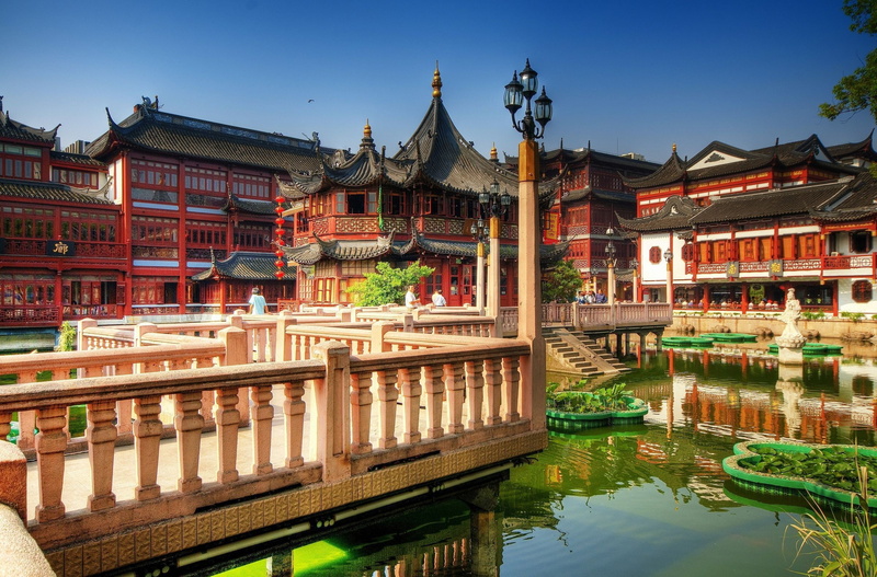 outdoors, reflection, built structure, 2K, nature, waterfront, water, Shanghai, building exterior, no people, place of worship, China, sky, lake, architecture